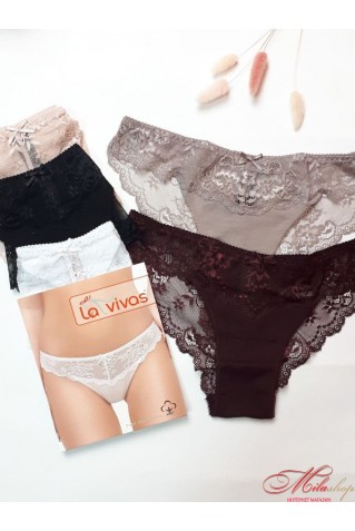 Хлопковые трусики с кружевом La Vivas 20295 XL белый